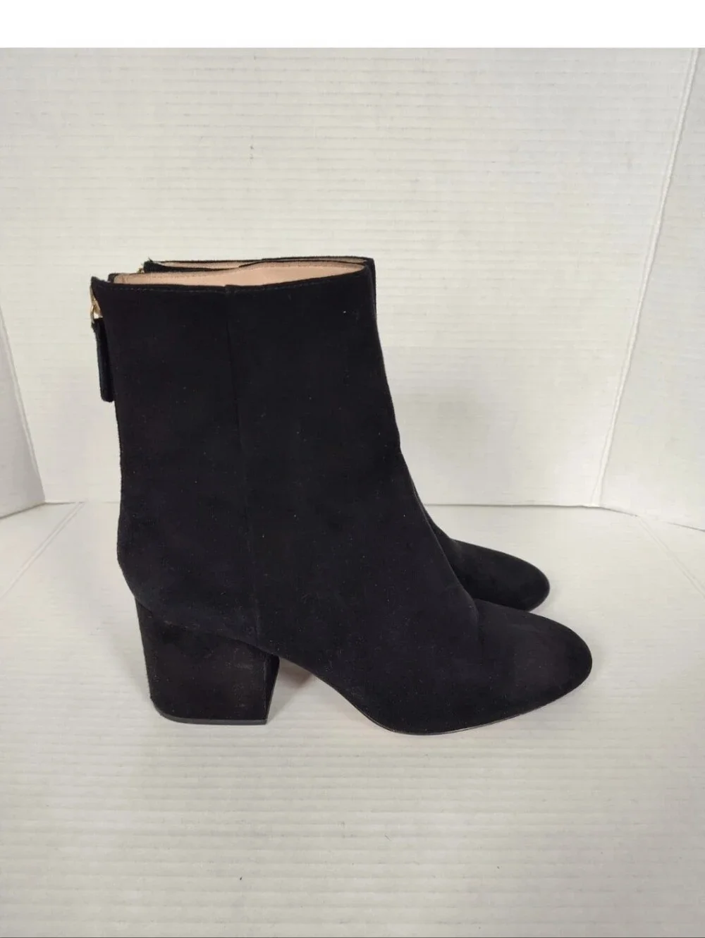 J.Crew Sadie Black Suede Block Heel Ankle Boots K0055 Almond Toe Womens 8.5
